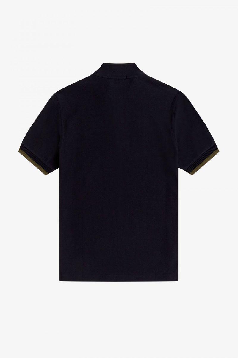 Navy Fred Perry Funnel Neck Polo Men's Shirts | PH 1501VRWD